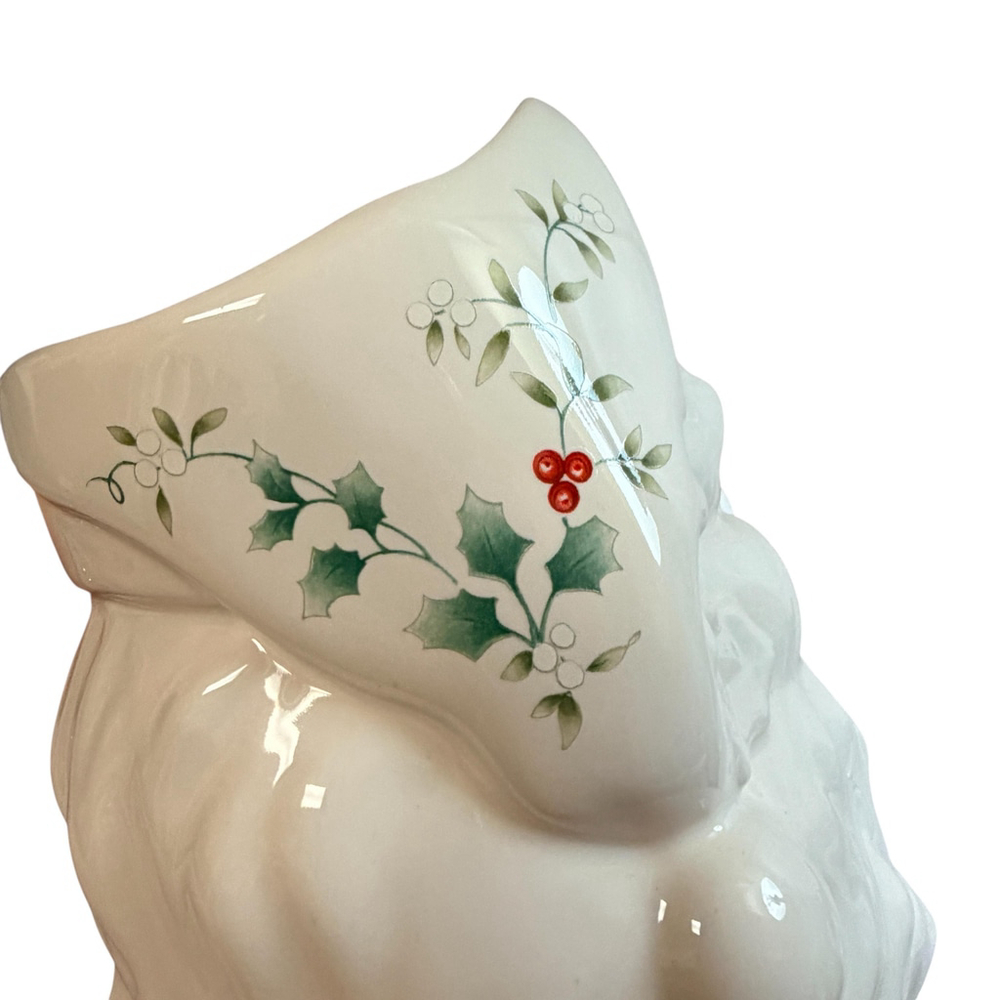 Vintage Pfaltzgraff Santa Face Mug USA Christmas Holly Ceramic Coffee Cup - Picture 3 of 15